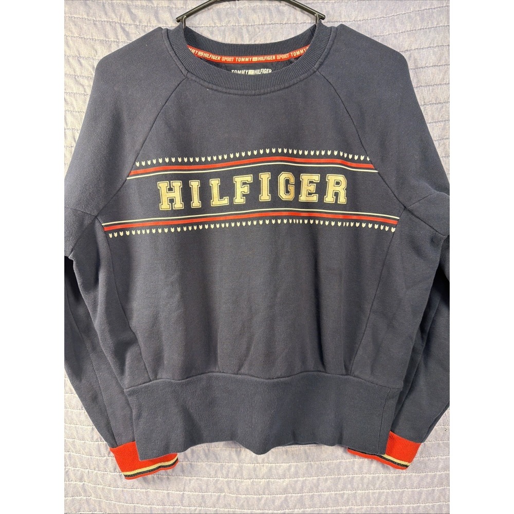 Tommy Hilfiger Sport Crewneck Sweatshirt Spell Out Logo Navy Size M